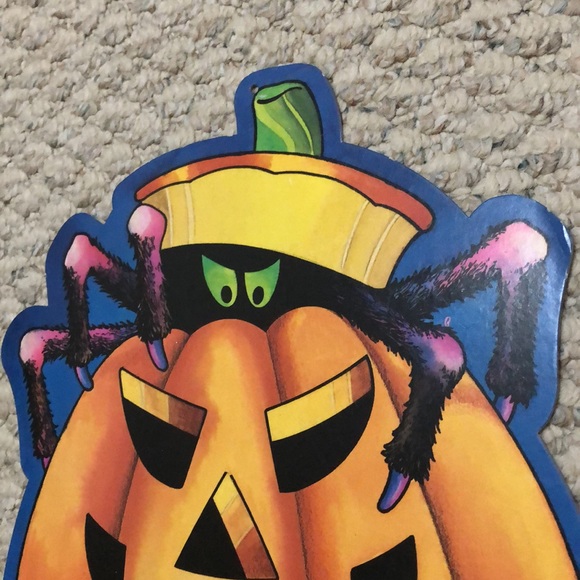 Vintage rare Old Style Beer cardboard sign, Halloween pumpkin spider - Picture 2 of 16